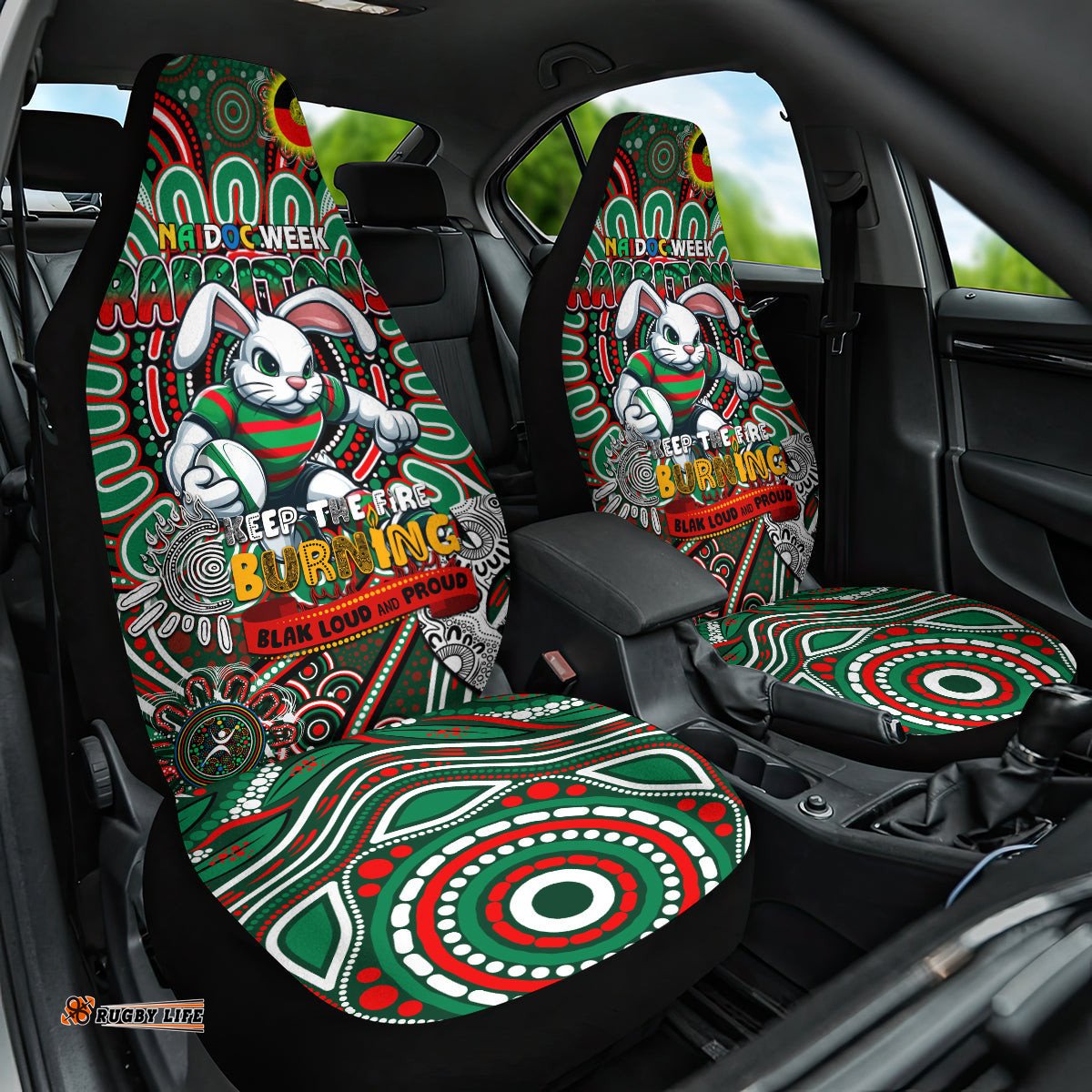 NAIDOC Week 2024 Rabbitohs Car Seat Cover Mascot Rugby