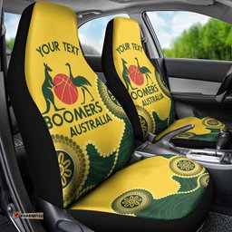 Custom Australia Boomers Car Seat Cover Aboriginal With Marble Pattern Yellow