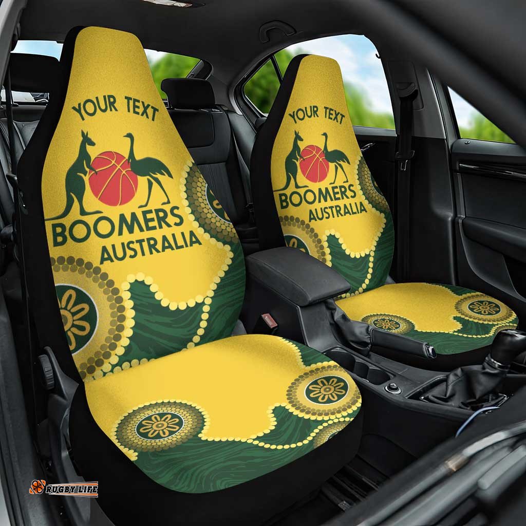 Custom Australia Boomers Car Seat Cover Aboriginal With Marble Pattern Yellow