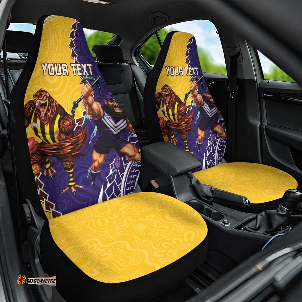 Custom Dockers And Hawks Football Car Seat Cover Aboriginal Mix Polynesian Pattern