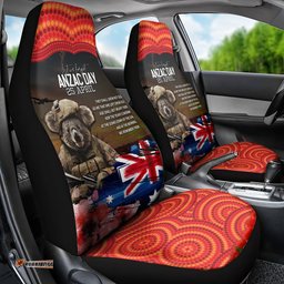 Australia ANZAC Day Car Seat Cover Koala and Kangaroo Red Poppy Flower Field Aboriginal Pattern