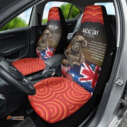 Australia ANZAC Day Car Seat Cover Koala and Kangaroo Red Poppy Flower Field Aboriginal Pattern