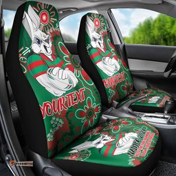 Personalised Rabbitohs NAIDOC Week 2024 Car Seat Cover Aboriginal Fire Burning Sparks