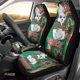 Personalised Rabbitohs NAIDOC Week 2024 Car Seat Cover Aboriginal Fire Burning Sparks