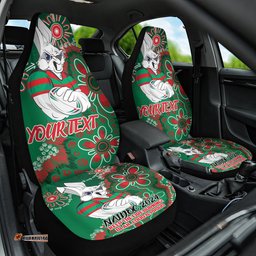 Personalised Rabbitohs NAIDOC Week 2024 Car Seat Cover Aboriginal Fire Burning Sparks