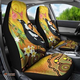 Australia Eucalyptus Flower And Magpie Car Seat Cover Aboriginal Art