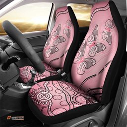 Pink Aboriginal Butterfly Ribbon Cancer Car Seat Cover
