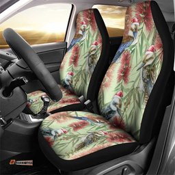 Australia Christmas Car Seat Cover Kookaburra Santa on Callistemon Pastel