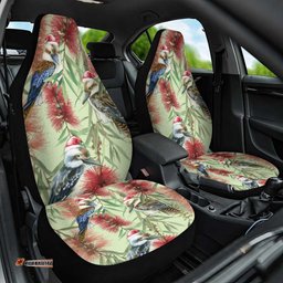 Australia Christmas Car Seat Cover Kookaburra Santa on Callistemon Pastel