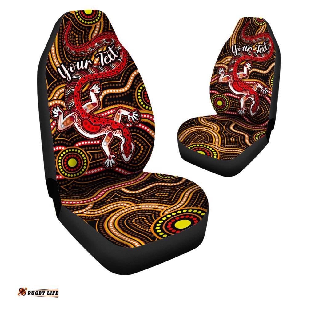 Custom Personalised Aboriginal Art Lizard Car Seat Covers You Are Number One