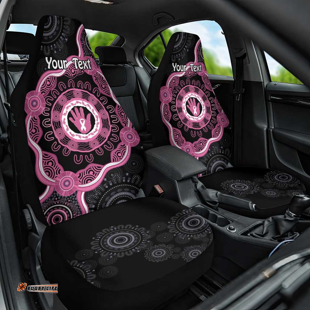 Personalised Australia Breast Cancer Car Seat Cover Brave Strong Aboriginal Art