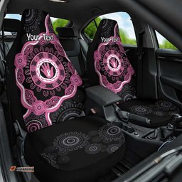 Personalised Australia Breast Cancer Car Seat Cover Brave Strong Aboriginal Art