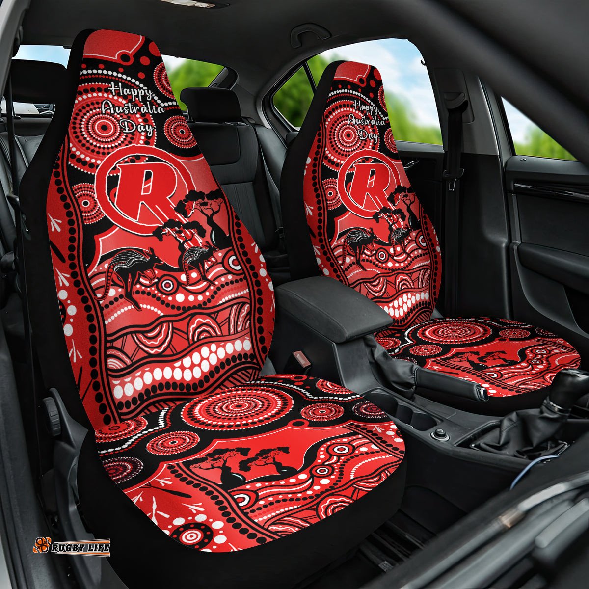 Melbourne Renegades Cricket Car Seat Cover Happy Australia Day Aboriginal Art
