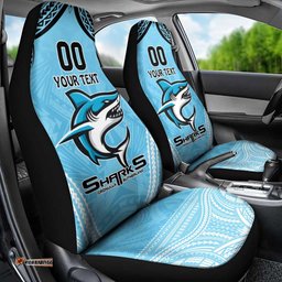 Sharks Rugby Custom Car Seat Cover With Polynesian Style