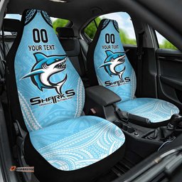 Sharks Rugby Custom Car Seat Cover With Polynesian Style