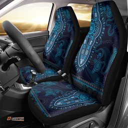 Blue African Dashiki With Australia Aboriginal Art Car Seat Cover