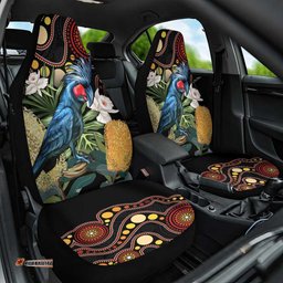 Australia Palm Cockatoo Car Seat Cover Aussie Banksia Aboriginal Pattern