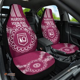 Custom QLD Maroons Rugby Car Seat Cover Aussie Aboriginal Mix Polynesian Pattern