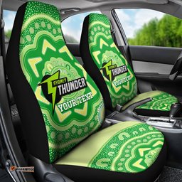 Custom BBL Thunder Cricket Car Seat Cover 2025 Aboriginal Art