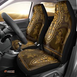 Gold African Dashiki With Australia Aboriginal Art Car Seat Cover