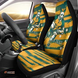 Custom Australia Rugby Car Seat Cover Wallabies Mascots Indigenous Aboriginal Version