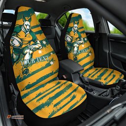 Custom Australia Rugby Car Seat Cover Wallabies Mascots Indigenous Aboriginal Version