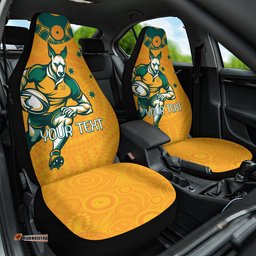 Custom Australia Rugby Car Seat Cover Wallabies Mascots Sporty Version