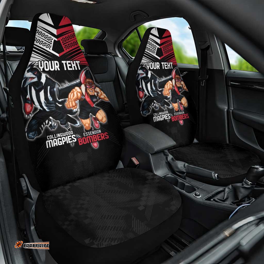 Custom Essendon and Collingwood Car Seat Cover Together Sporty Style