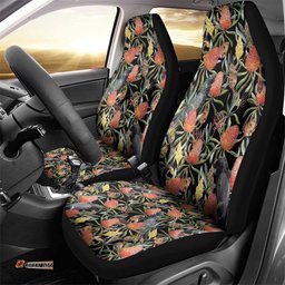 Australia Black Cockatoo And Banksia Flowers Car Seat Cover