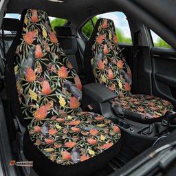 Australia Black Cockatoo And Banksia Flowers Car Seat Cover