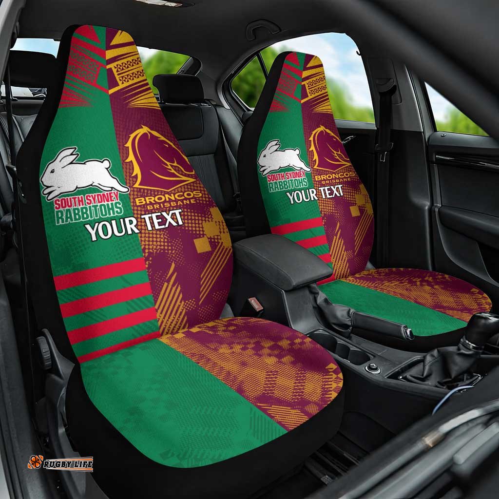 Custom NRL Rabbitohs and Broncos Car Seat Cover Sporty Style