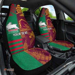 Custom NRL Rabbitohs and Broncos Car Seat Cover Sporty Style