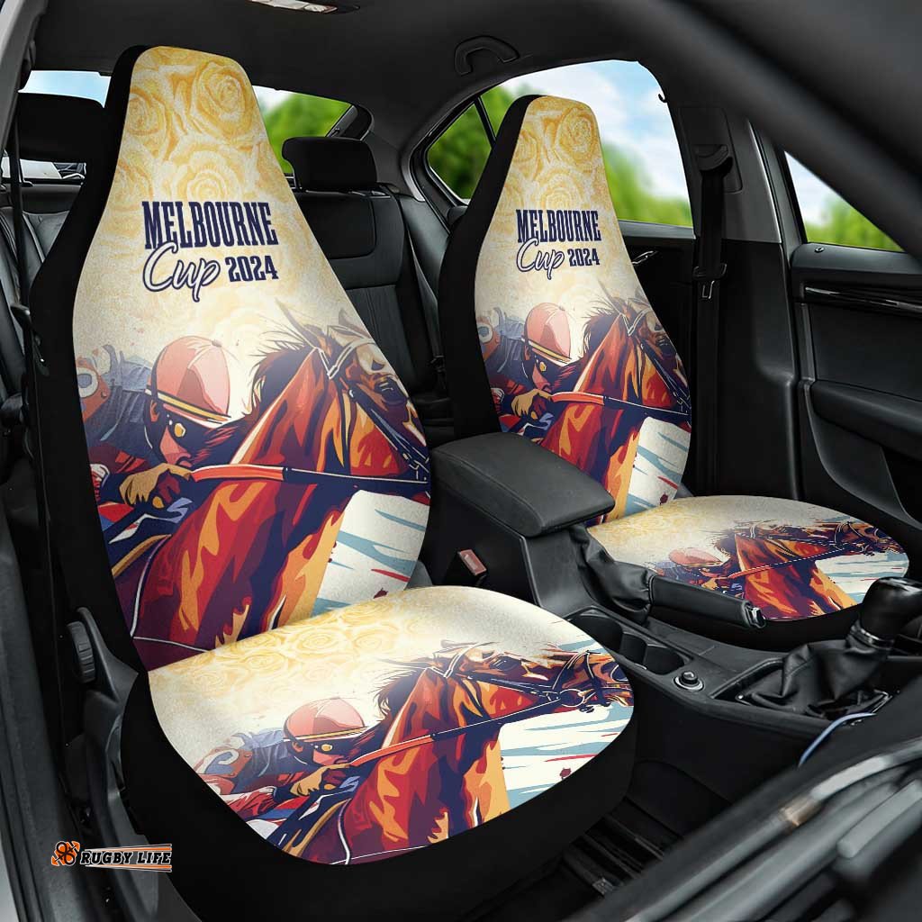 Melbourne Horse Racing Car Seat Cover Yellow Rose Champion