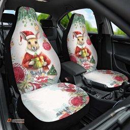 Australia Christmas Car Seat Cover Kangaroo Santa With Aussie Flower Watercolor