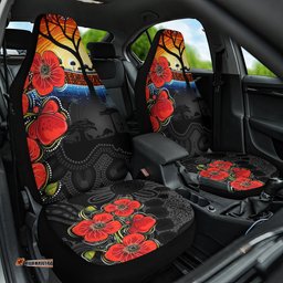 ANZAC Day Australia Poppy Flower Car Seat Cover Aboriginal Style