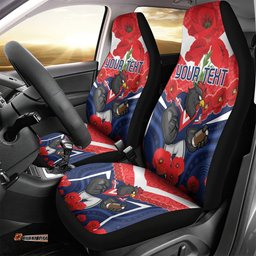 Custom Roosters Rugby ANZAC Car Seat Cover Sydney Gallipoli Soldier With Aboriginal Art