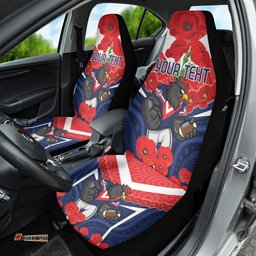 Custom Roosters Rugby ANZAC Car Seat Cover Sydney Gallipoli Soldier With Aboriginal Art