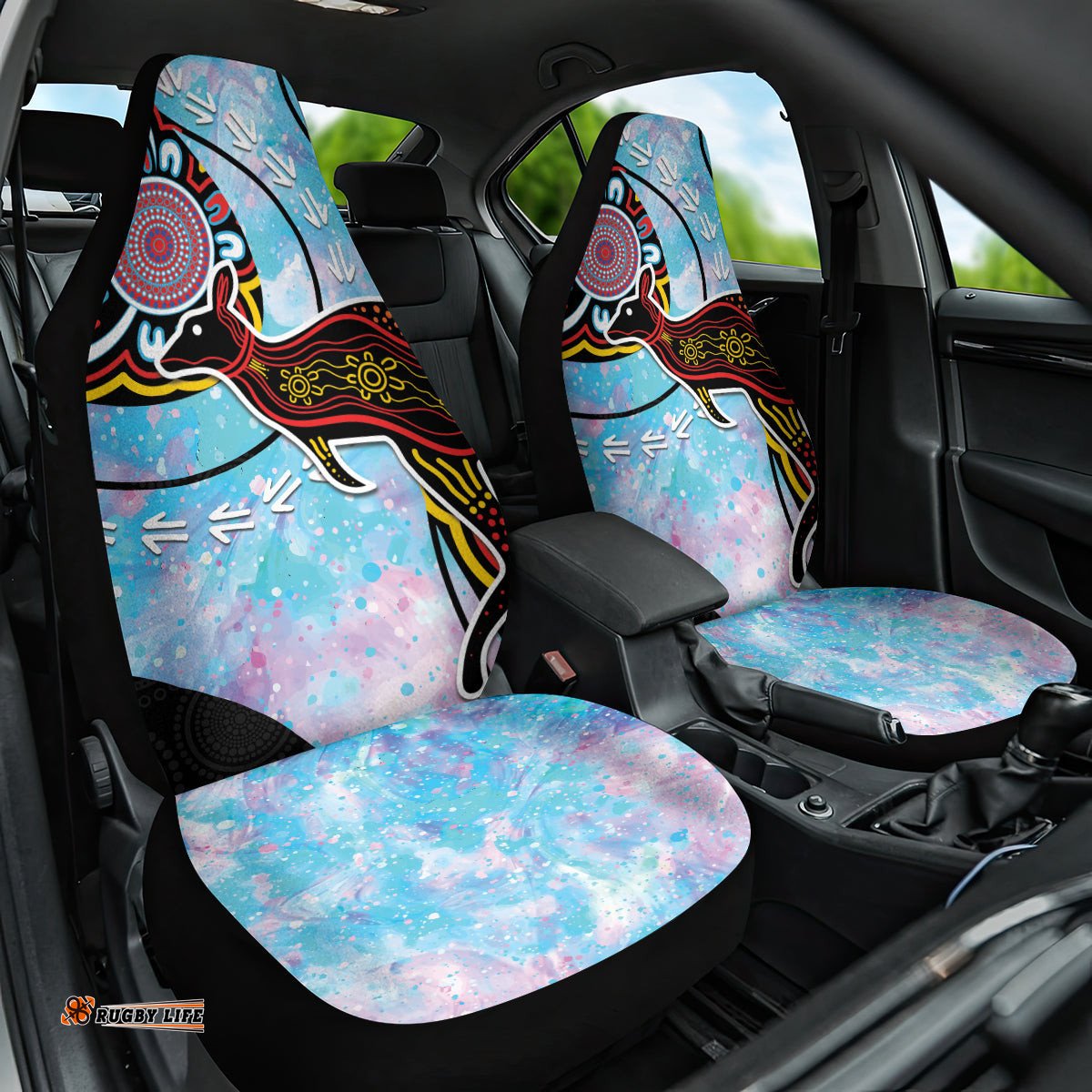 Australia Opal Car Seat Cover Aussie Kangaroo Aboriginal Art