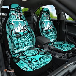 Custom Brisbane Heat Cricket Car Seat Cover Happy Australia Day Aboriginal Art