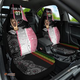 Personalised Panther Rugby NRL Premiers Car Seat Cover Panther Pride Black & Pink Aboriginal Mix Art