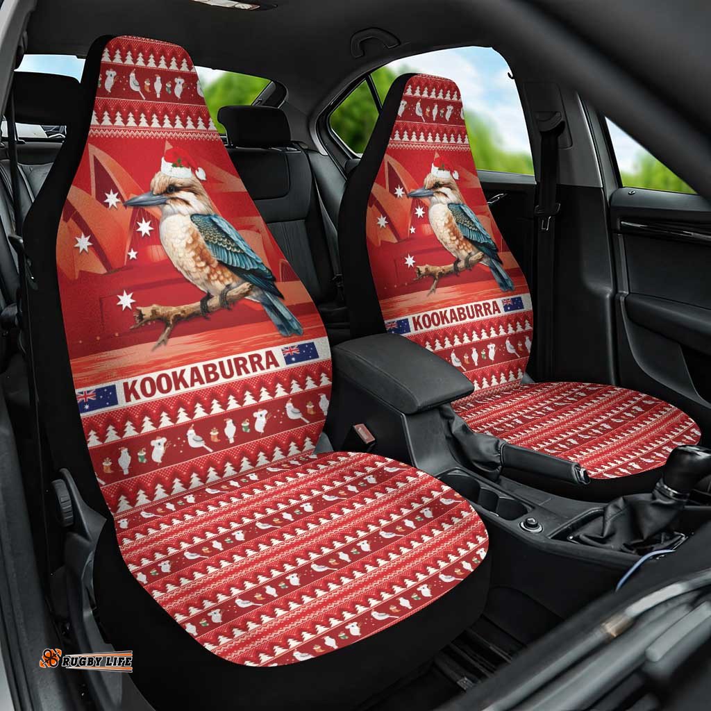 Aussie Kookaburra Car Seat Cover Merry Christmas Red Style