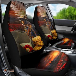 Slouch Hat and Biscuits ANZAC Car Seat Cover with Soldier Silver Fern
