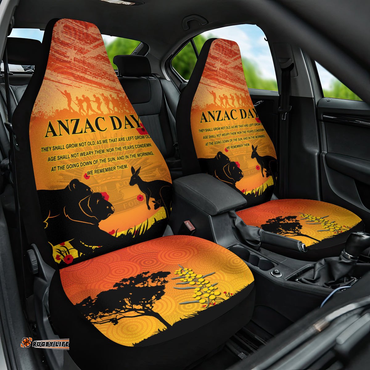 Australia ANZAC Day Car Seat Cover Koala and Kangaroo Respect Aboriginal Pattern