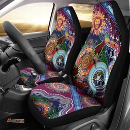 Custom NAIDOC Week 2024 Brisbane Lions Car Seat Cover Australia Aboriginal Dot Painting