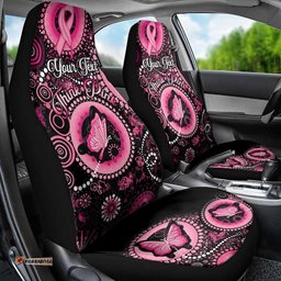 Personalised Australia Indigenous Car Seat Cover Breast Cancer Ribbon Think Pink Black Version