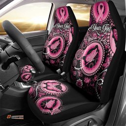 Personalised Australia Indigenous Car Seat Cover Breast Cancer Ribbon Think Pink Black Version