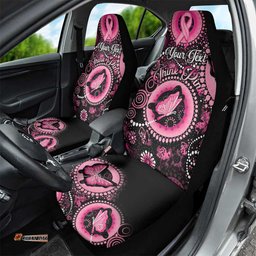 Personalised Australia Indigenous Car Seat Cover Breast Cancer Ribbon Think Pink Black Version