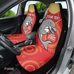 Custom NRL Dolphins NAIDOC Week Car Seat Cover Keep The Fire Burning Indigenous Art