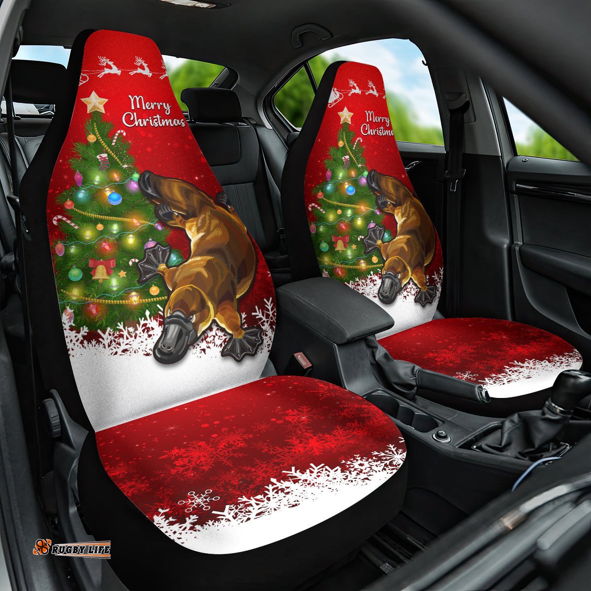 Personalised Australia Christmas Car Seat Cover Aussie Platypus Xmas Vibes