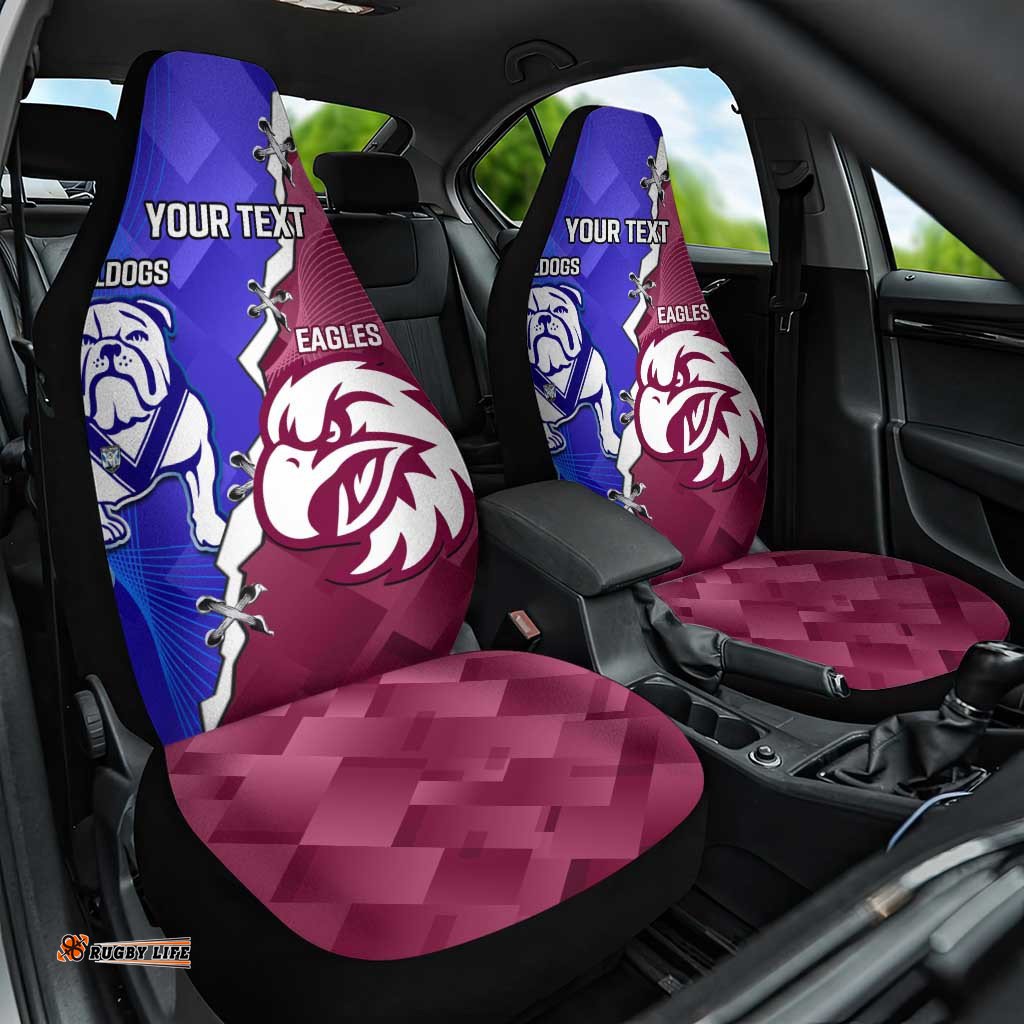 Personalised Bulldogs And Eagles Rugby Car Seat Cover Dynamic Style